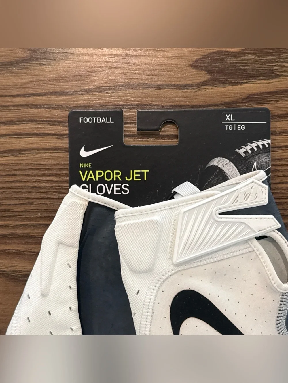 Size XL Nike Vapor Jet 5.0 FG Hydragrip Receiver Gloves White/Black PGF048